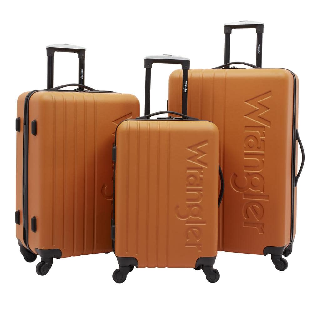 Wrangler 4 Piece Rolling Hardside Luggage Set, Red 