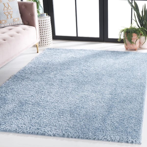 Lindsay Shag 5 ft. x 8 ft. Aqua Modern Solid Area Rug