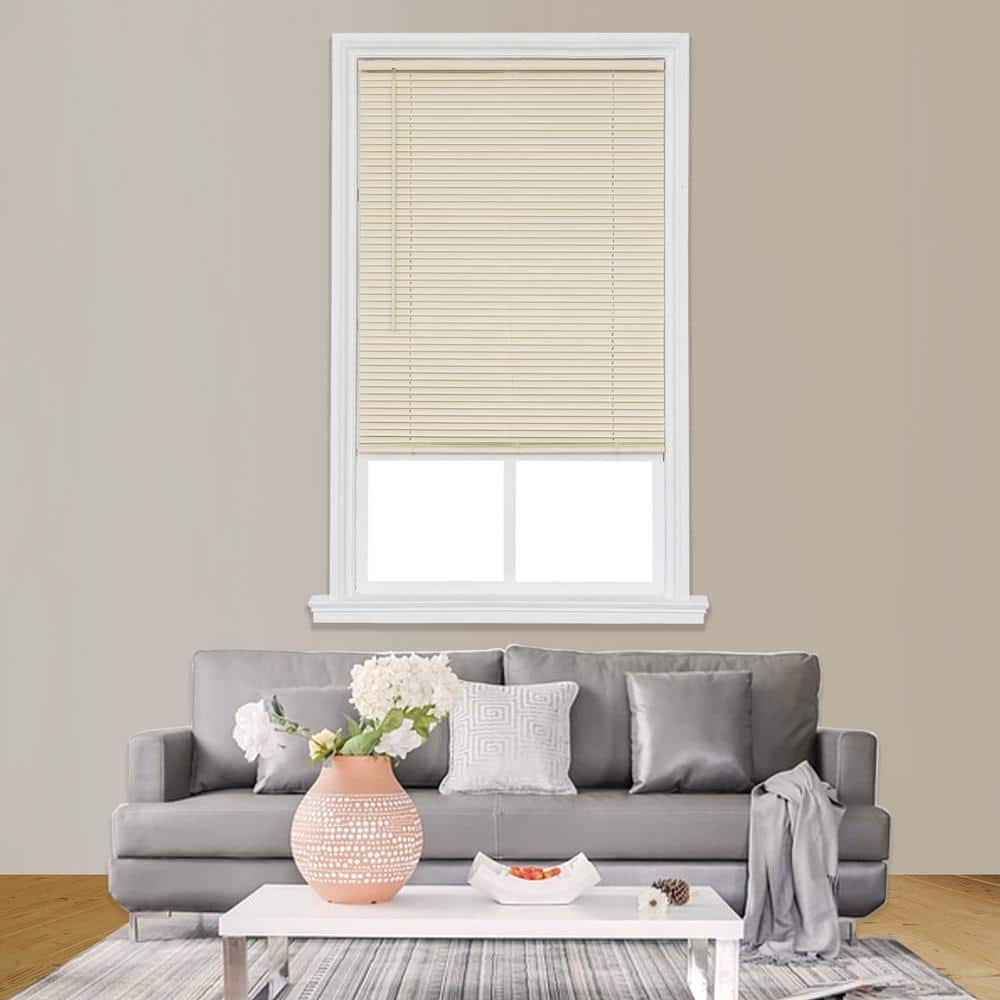 Ivory Cordless Vinyl Room Darkening Mini Blinds 20" x 64"