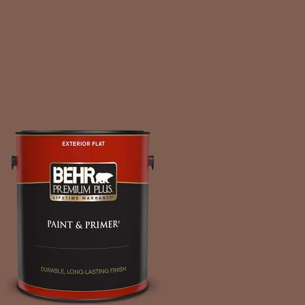 BEHR PREMIUM PLUS 1 gal. #N160-6 Spanish Chestnut Flat Exterior Paint & Primer