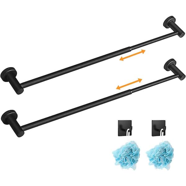 Dyiom Matte Black Towel Racks for Bathroom, 2-Piece Bathroom Hardware Set, Adjustable15 to 27inch Bathroom Single Towel Bar