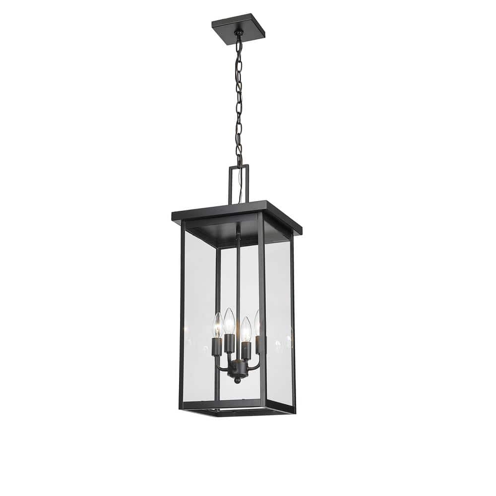 Barkeley Black Powder Coated Glass Outdoor Pendant Light