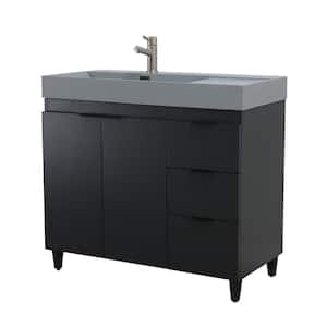 39 in. W x 19 in. D x 36 in. H Single Bath Vanity in Dark Gray with Dark Gray Composite Granite Sink Top