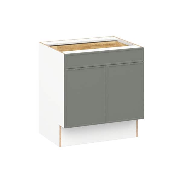 Fairview 30 in. W x 24 in. D x 32.5 in. H Assembled Slim Shaker ADA Base Kitchen Cabinet in Moss Green with Drawer