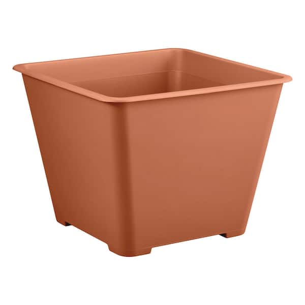 Vigoro 15 in. Antonella Clay Plastic Square Window/Deck Planter Box (15 in. L x 15 in. W x  11 in. H) with Drainage Hole
