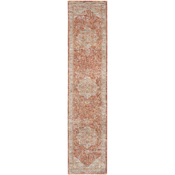 Nourison Petra Ivory/Multi 2 ft. x 10 ft. Persian Vintage Floral Traditional Kitchen Runner Area Rug