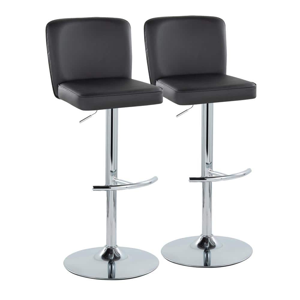 Henry 34 in. Black Faux Leather and Chrome Metal Adjustable Barstool (Set of 2) price history on PriceWatchPro