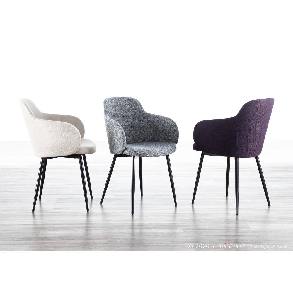 High-Back Boyne Chair with Upholstered Bucket Seat and Black Metal Legs