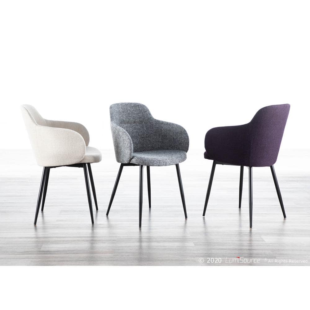High-Back Industrial Upholstered Arm Chair in Black and Purple