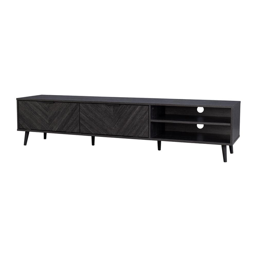 Himari Dark Gray Engineered Wood TV Stand with Cabinets