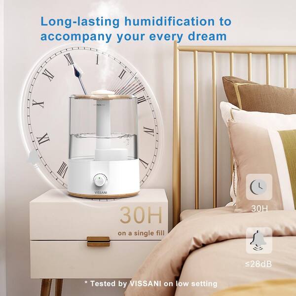 Vissani 1 Gal. Ultrasonic Humidifier 360 ° Turning Dual