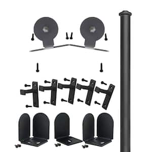 72 in. Top Mount Black Sliding Barn Door Round Track and Hardware Kit