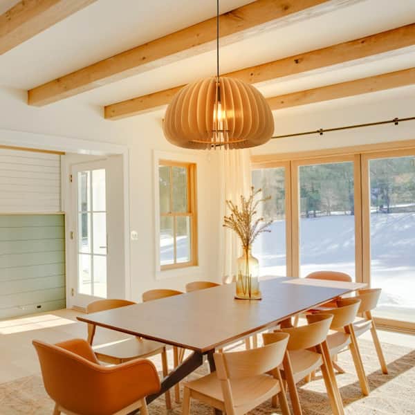 60-Watt 1-Light Brown Large Sized Pendant Light with Pumpkin Shape, No Bulbs Included