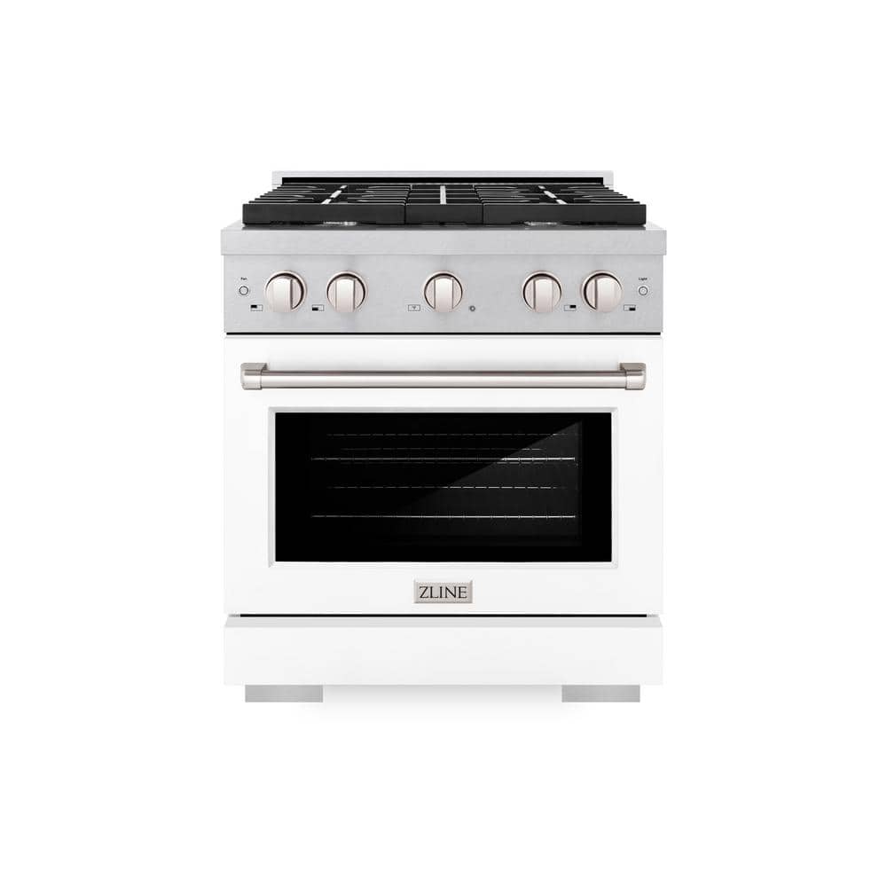 30 in. Paramount Dual Fuel Range with 4 Burners and Electric Convection Oven in Satin Steel with White Matte Door price history on PriceWatchPro