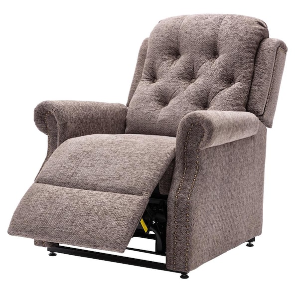 Clihome Beige Ergonomic Velvet Power Lift Recliner Chair for