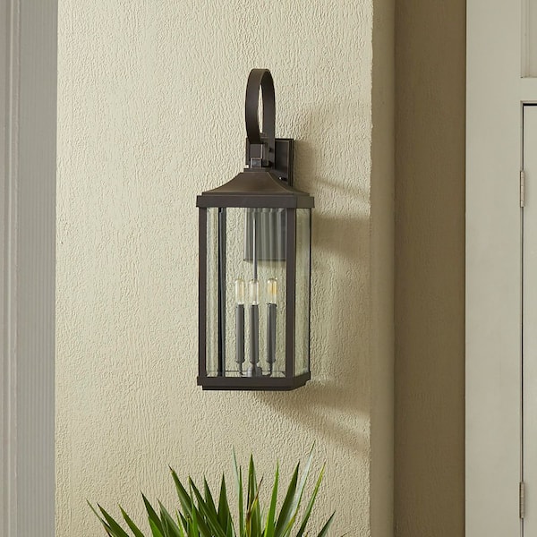 Gibbes Street 9-1/2 in. 3-Light Antique Bronze Clear Beveled Glass New Traditional Outdoor Large Wall Lantern Light