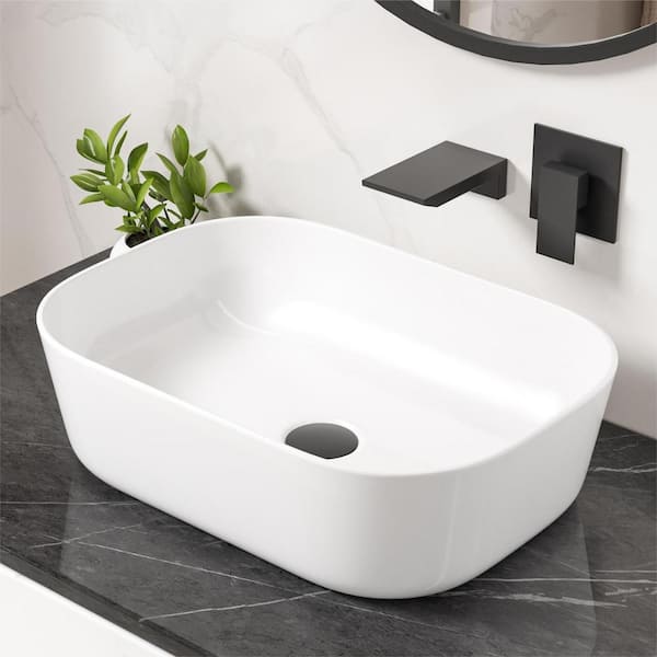 Eridanus Salerno 18 in. x 13 in. Crisp White Vitreous China Rectangular Bathroom Vessel Sink