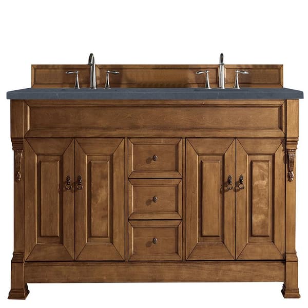 James Martin Vanities Brookfield 72 in. W x 23.5 in. D x 34.3 in. H Double Vanity in Country Oak with Charcoal Soapstone Top