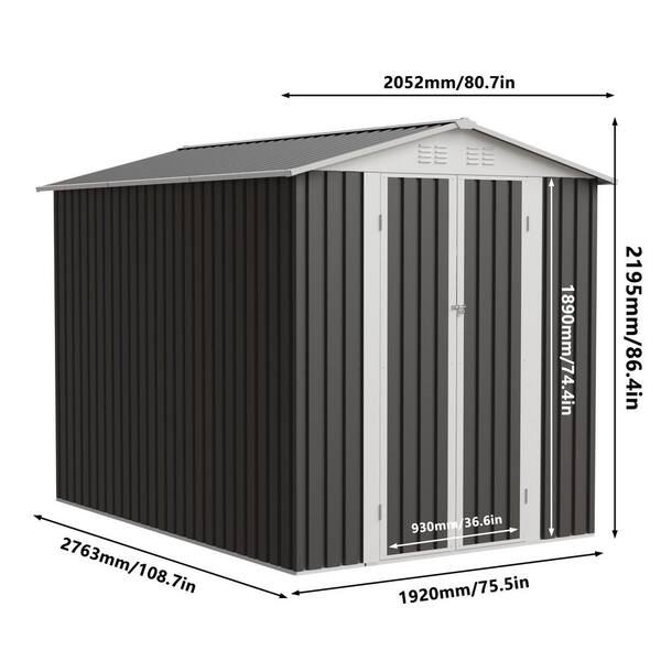 6 ft. W x 9 ft. D Metal Garden Shed with Hinge Door (54 sq. ft