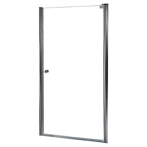 Cove 32.5 in. to 34.5 in. x 72 in. H Semi-Framed Pivot Shower Door in Brushed Nickel with 1/4 in. Clear Glass
