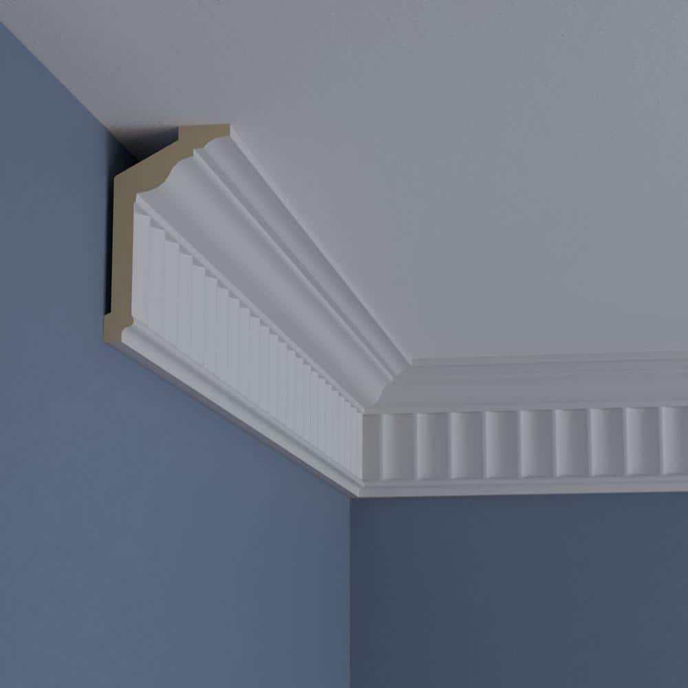 Primed White Polyurethane Geometric Crown Moulding Sample