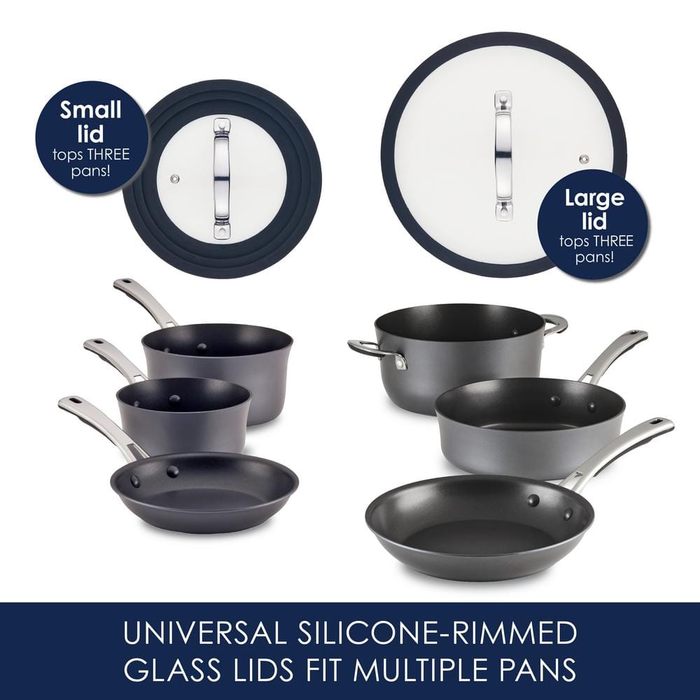 Black Hard Anodized Nonstick 10-Piece Cookware Set