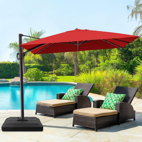 12' cantilever patio umbrella EVERITE 12 ft Offset Cantilever Patio Umbrella with Base, Outdoor Curved  Sunshade for Pool, Deck & Patio,Charcoal Gray