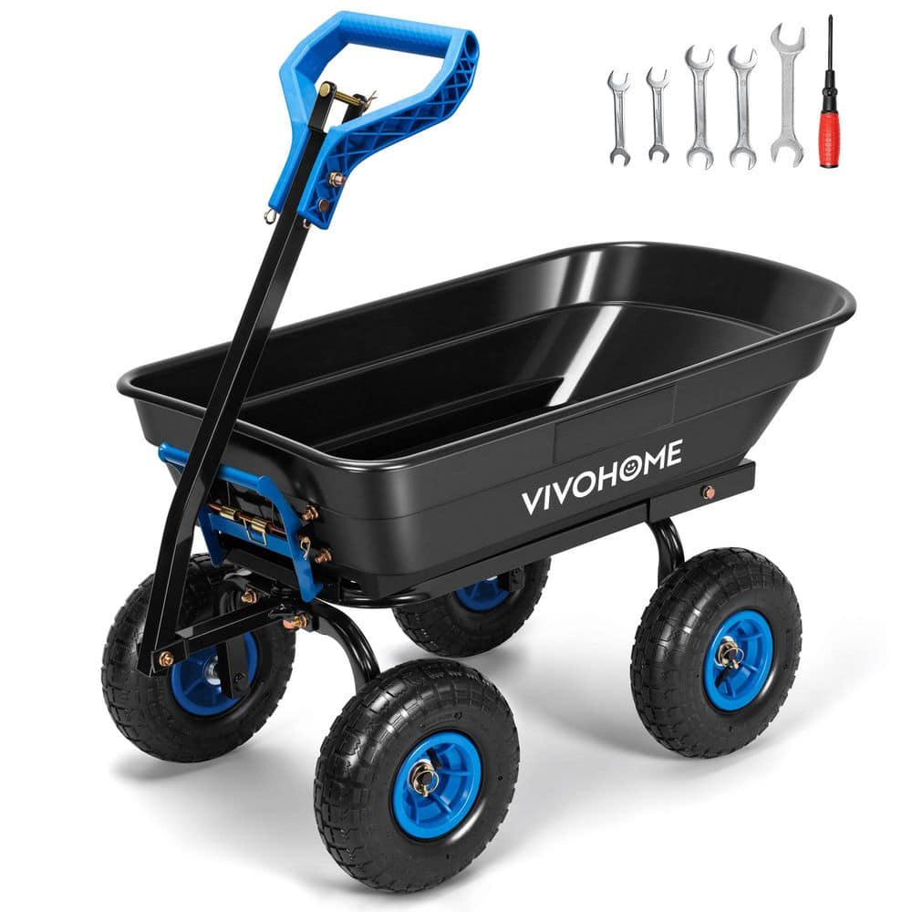 4 cu.ft 660 lbs Plastic Wheelbarrow Garden Cart with 2-in-1 Convertible Handle in Blue price history on PriceWatchPro
