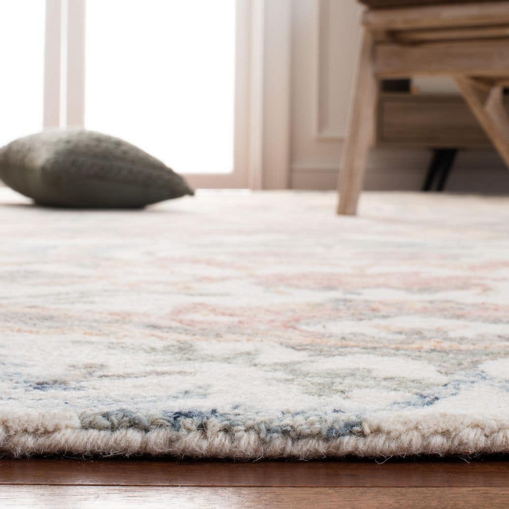 Ivory Elegance 59" Handmade Square Wool Tufted Rug