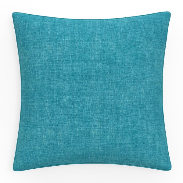 Pillow Perfect Solid Twill 25 in W x 5 in H Outdoor Floor Throw Pillows 1-Count in Blue Splash Aqua
