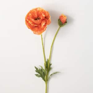 27 in. Cosmic Orange Artificial Poppy with Bud