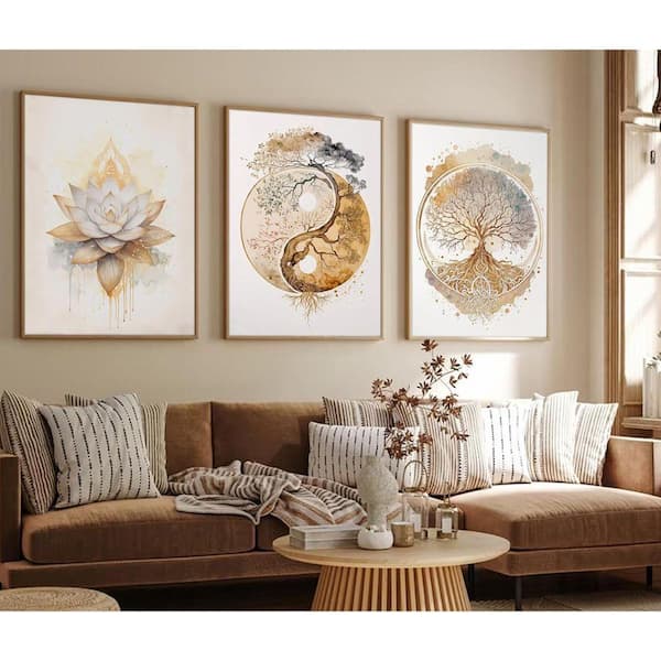 16H in. x 12W in. Framed Tree of Life Canvas Wall Art: Lotus Zen