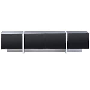 Contemporary Black TV Stand TV Console Fits TVs up to 80 in. with 3 Storage  Drawers and 2 Shelves