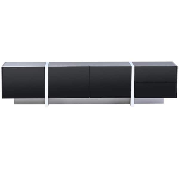 JASIWAY Contemporary Black TV Stand TV Console Fits TVs up to 80 in. with 3 Storage  Drawers and 2 Shelves