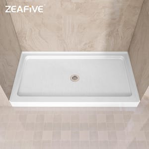 60 in. L x 32 in. W Acrylic Alcove Shower Pan Base with Right Drain in Gloss White Non-Slip Shower Bases for RV/Bathroom