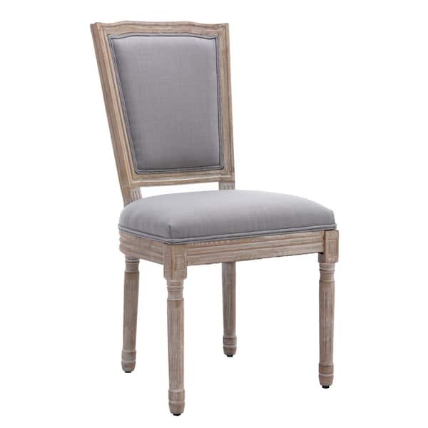 Unbranded Gray Upholstered Fabric French Dining Chair (Set of 2)