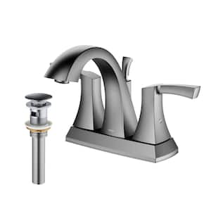 Randburg Centerset 2-Handle 2-Hole Bathroom Faucet with Matching Pop-up Drain in Stainless Steel