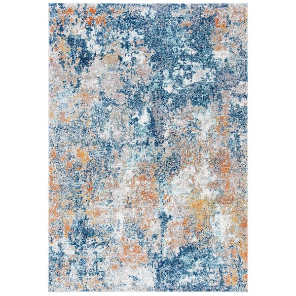 SAFAVIEH Aston Navy/Gold 5 ft. x 8 ft. Distressed Geometric Area Rug ...