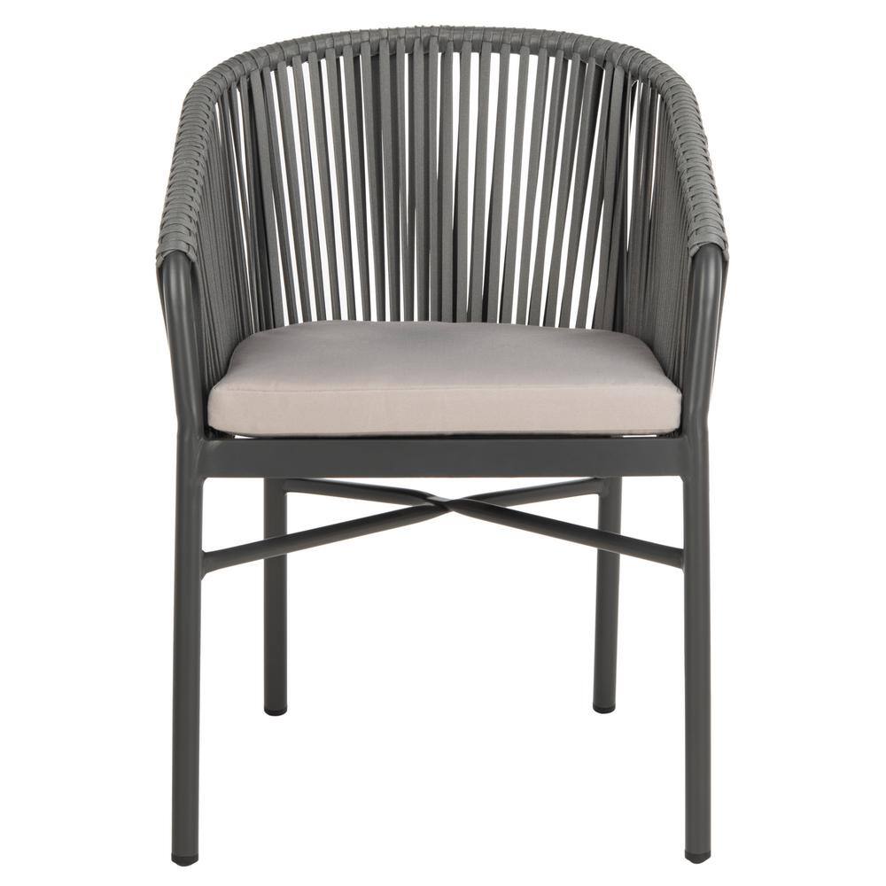 Matteo Gray Rope Arm Dining Chairs with Cushions, Set of 2