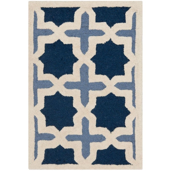 SAFAVIEH Cambridge Blue/Ivory Doormat 2 ft. x 3 ft. Geometric Multi Diamond Area Rug