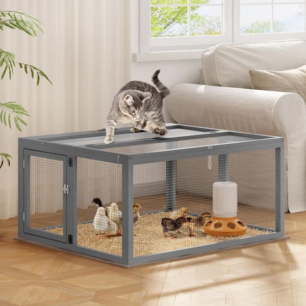 45 in. L Chicken Coop Rabbit Hutch with Openable Roof