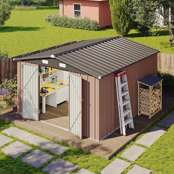 10 ft. W x 8 ft. D Outdoor Metal Shed with Vents and Lockable Doors 73 sq. ft.