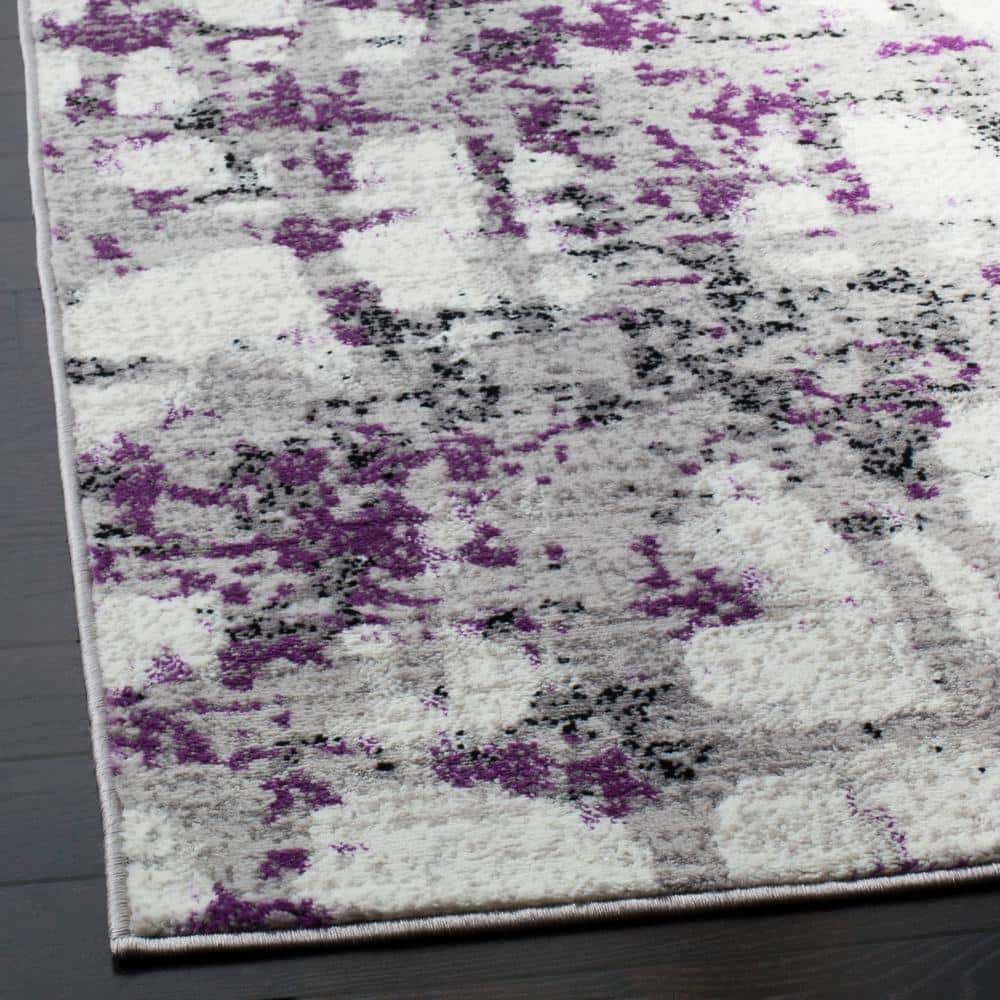 Skyler 4' x 6' Grey and Purple Abstract Synthetic Area Rug