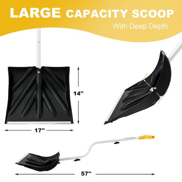 Misopily 17in Ergonomic Z-Shape Handle Aluminum Snow Shovel with