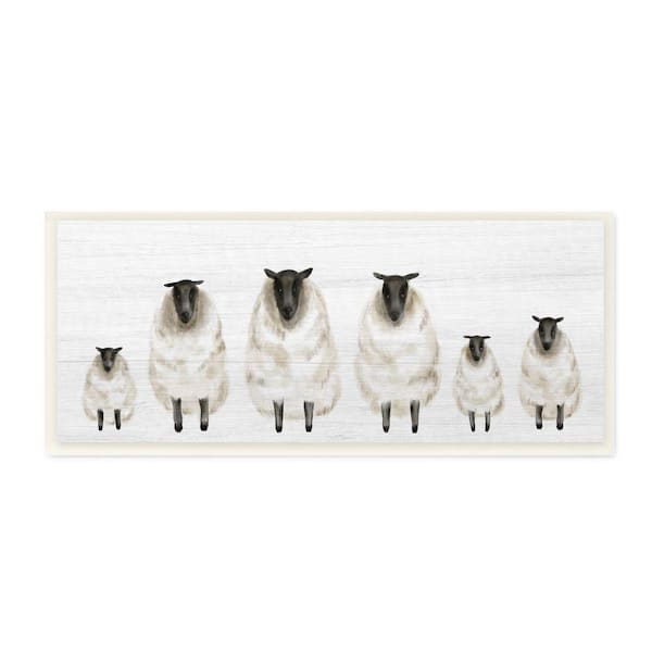 Stupell Industries Fluffy Farm Sheep Minimal White Plank Pattern By Daphne Polselli Unframed Print Animal Wall Art 7 in. x 17 in.