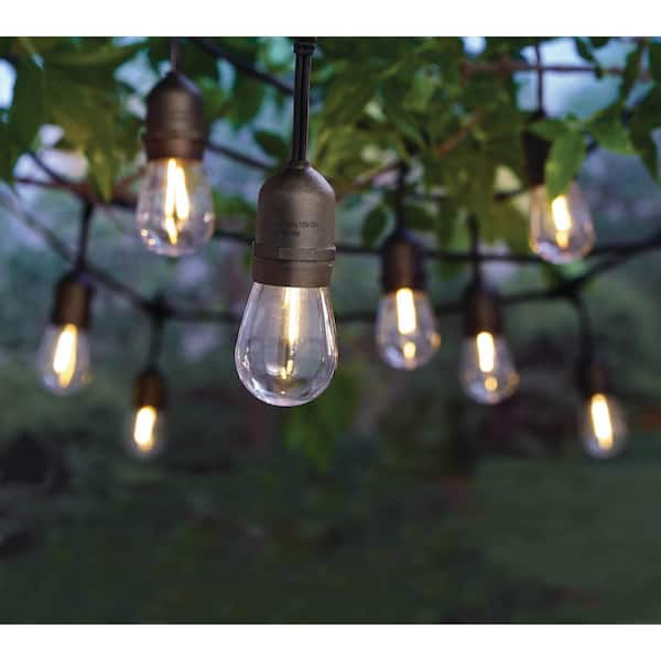 Hampton Bay 12-Light 24 ft. Indoor/Outdoor Plug-in S14 Single Integrated LED Edison String-Light