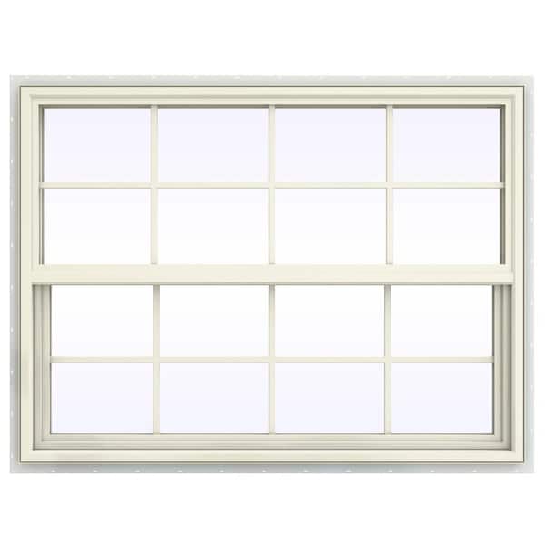 JELD-WEN 47.5 in. x 35.5 in. V-4500 Series Single Hung Vinyl Window with Grids - Yellow