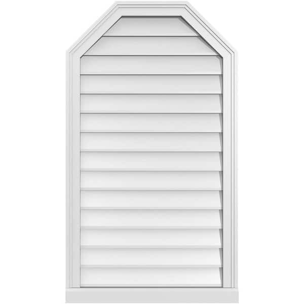 Ekena Millwork 24" x 42" Octagonal Top Surface Mount PVC Gable Vent: Non-Functional with Brickmould Sill Frame