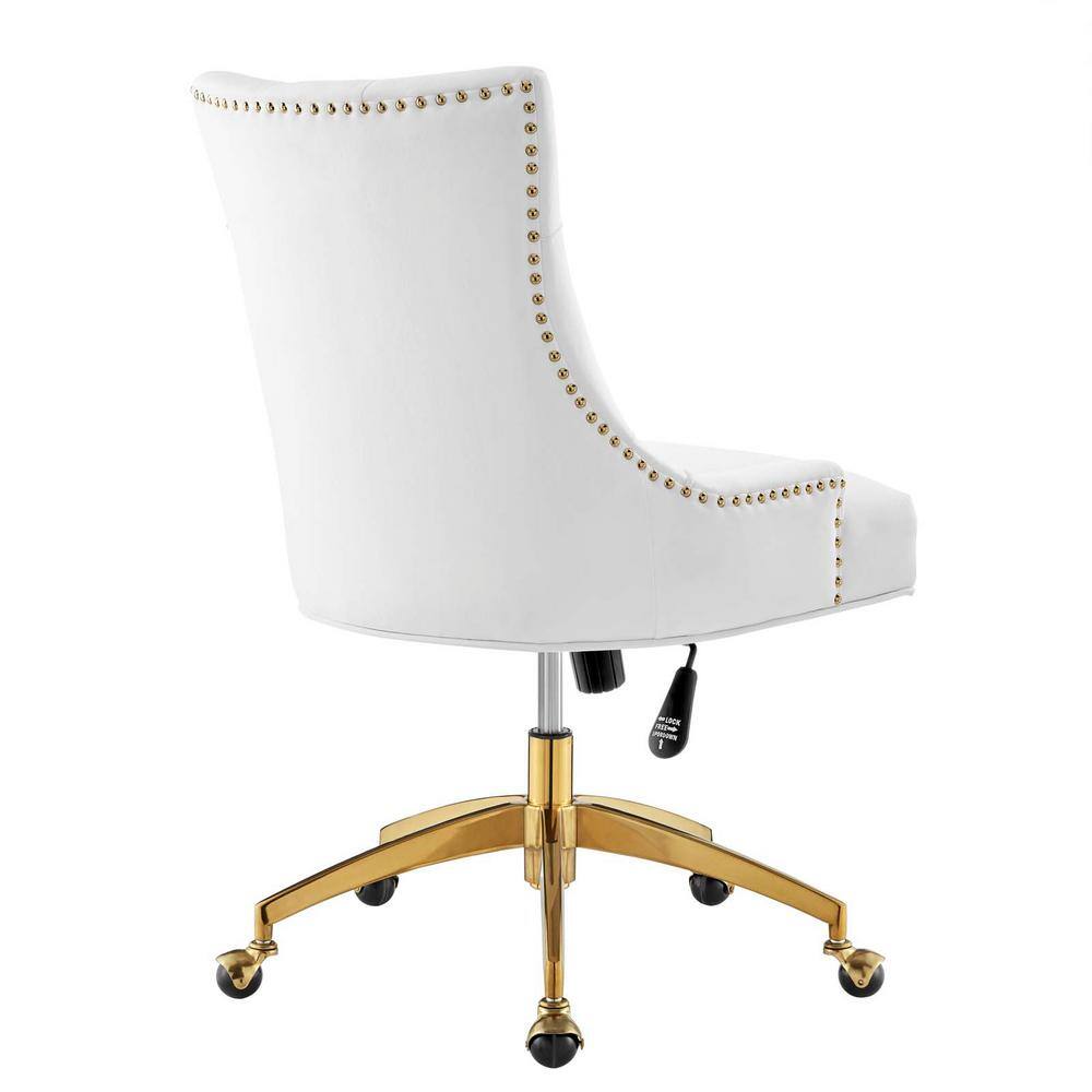 Elegant Gold and White Tufted Swivel Task Chair with Velvet Upholstery
