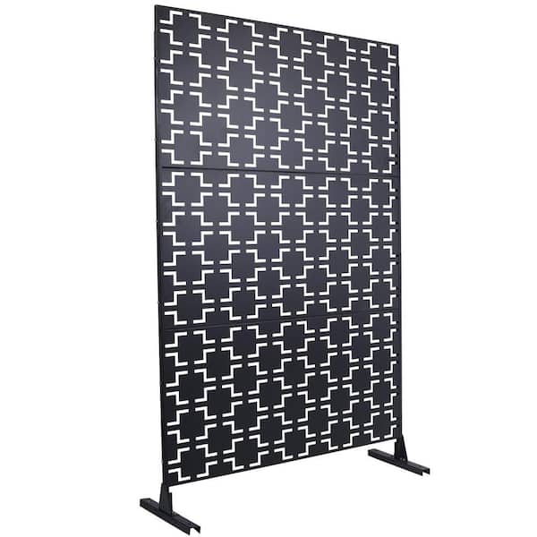 Outdoor & Indoor 6.3 ft. x 4 ft. Freestanding Decorative Privacy Fence Screen Black Metal for Garden Fence